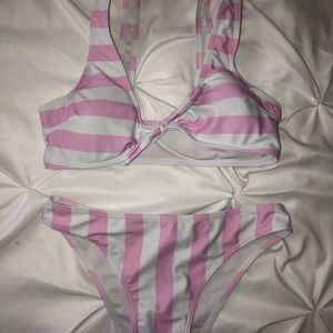 STRIPED PINK AND WHITE BIKINI
